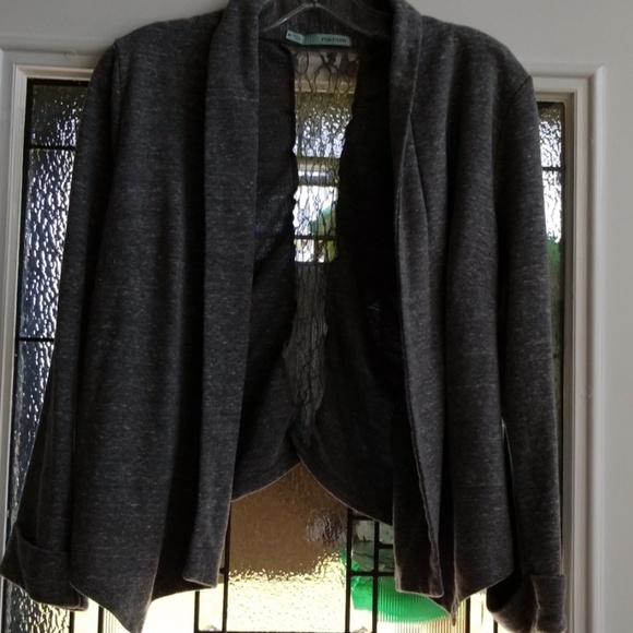 Gray short jacket with lace in back - Picture 1 of 2